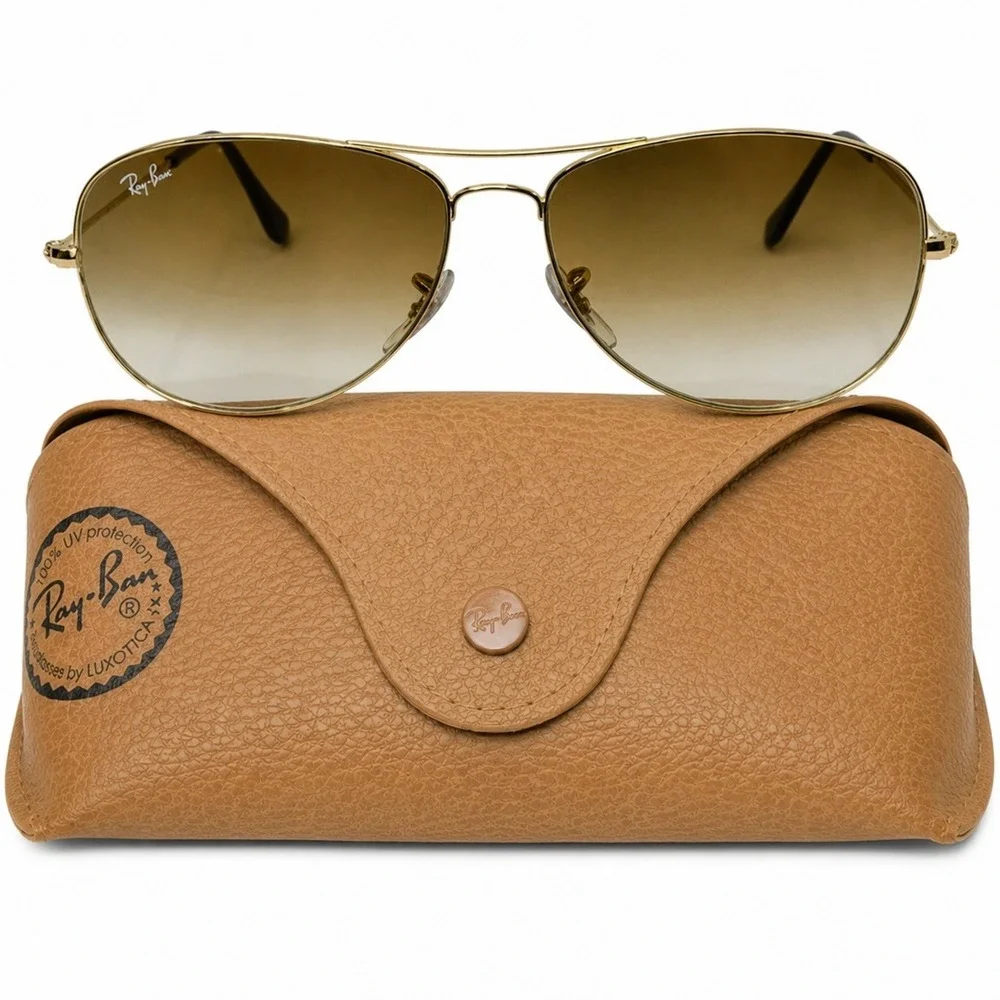 Ray-Ban Sunglasses Unisex OS Gold Aviator Classic Brown Gradient RB3025 Metal